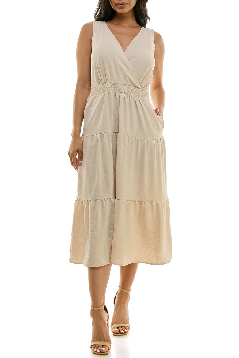 Tiered Midi Dress, Main, color, SAND