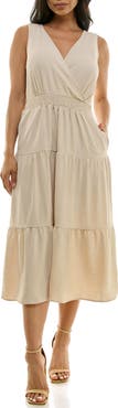 Nina Leonard Tiered Midi Dress