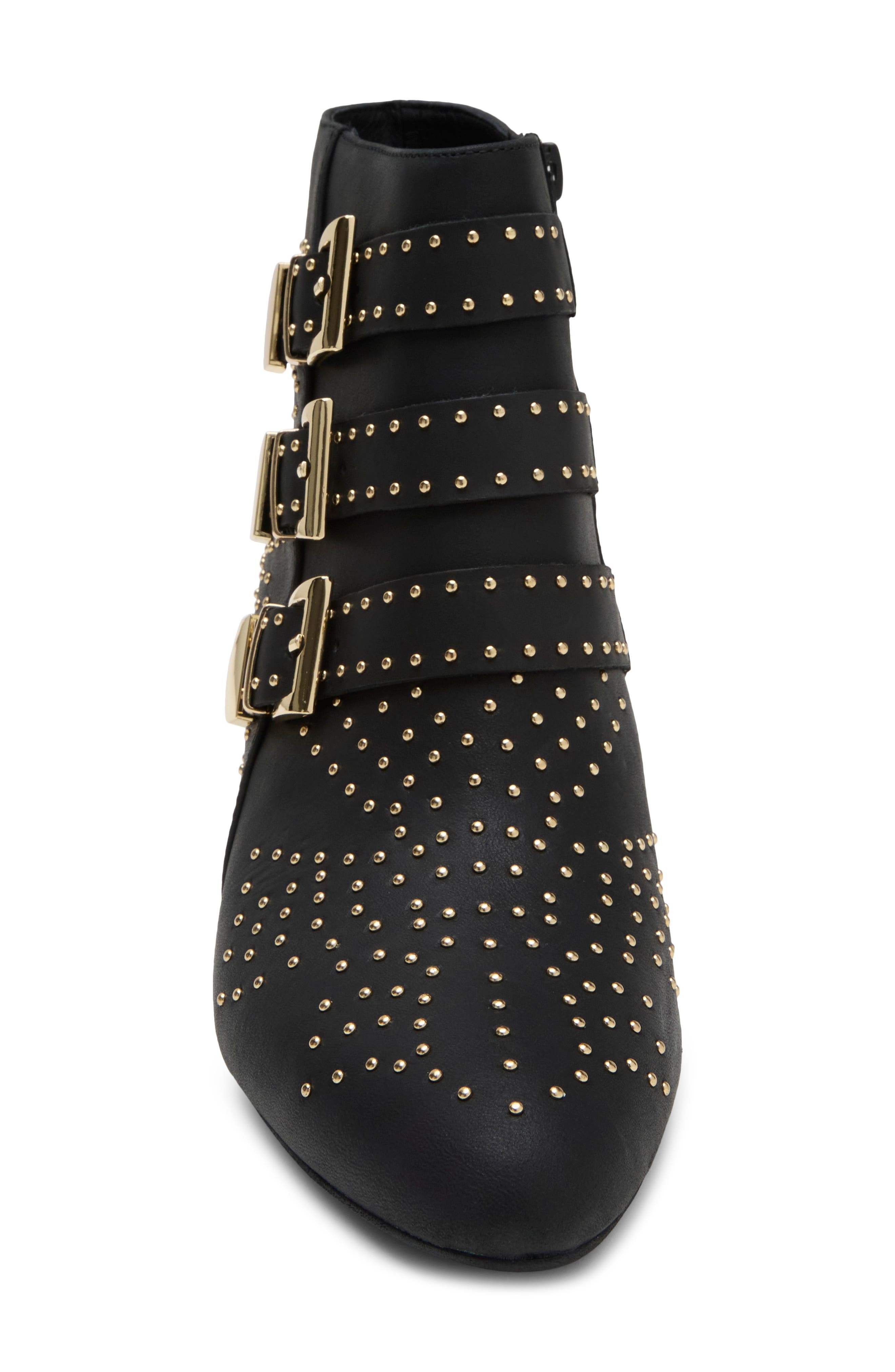 Starburst Leather Bootie, Alternate, color, BLACK GOLD