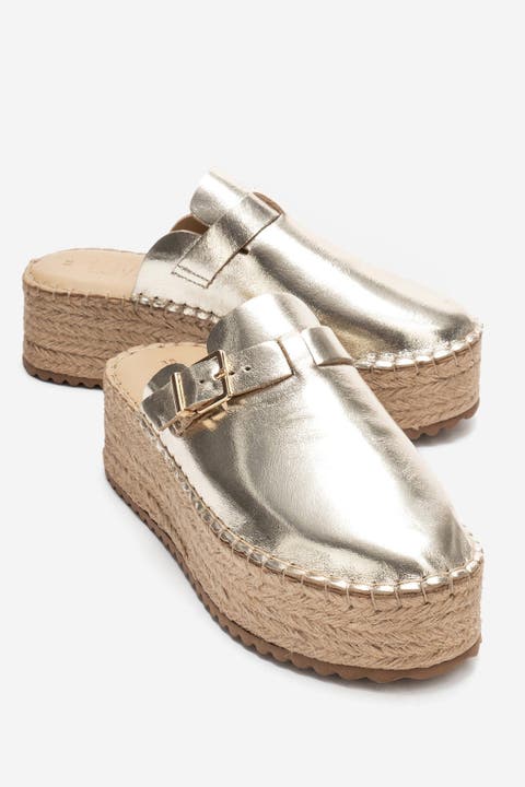 Novas Leather Platform Espadrille Mule