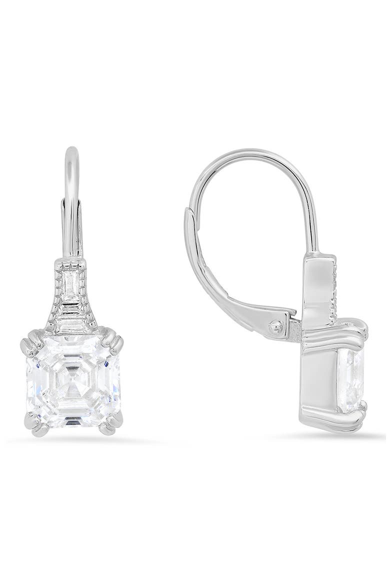 Sterling Silver Vintage CZ Leverback Earrings, Main, color, SILVER
