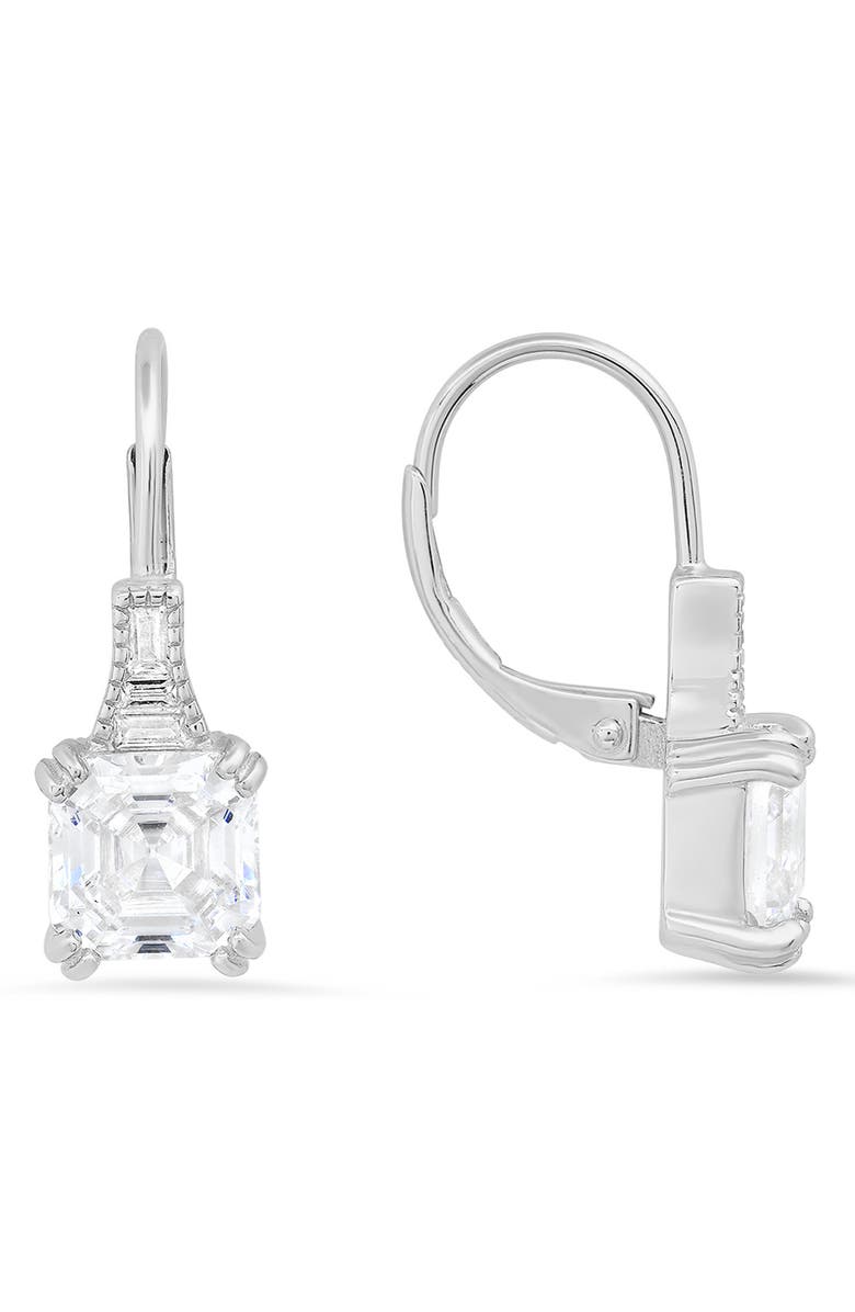 Queen Jewels Sterling Silver Vintage CZ Leverback Earrings, Main, color, Silver