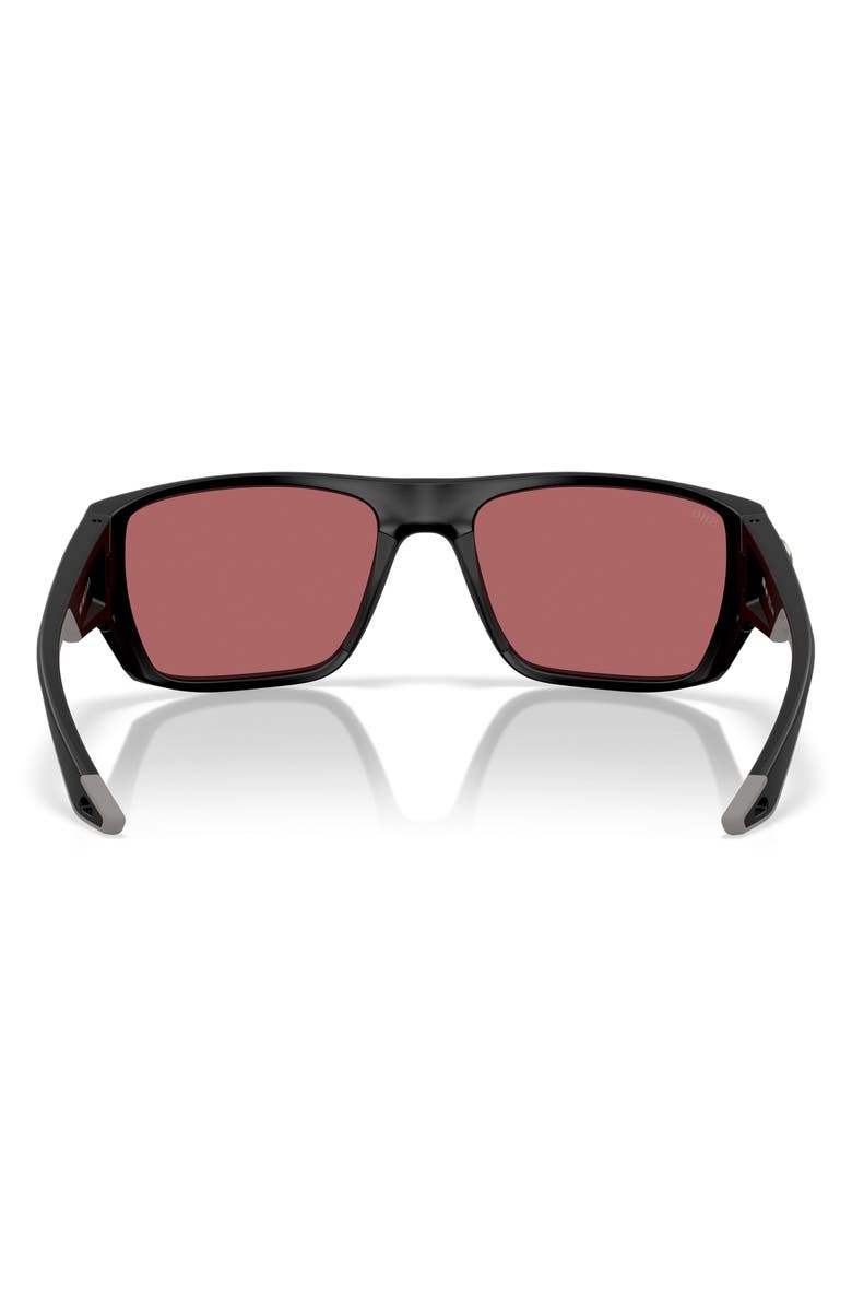 Costa Del Mar 59mm Finlet Polarized Rectangle Sunglasses, Alternate, color, Matte Black / Rose 580G