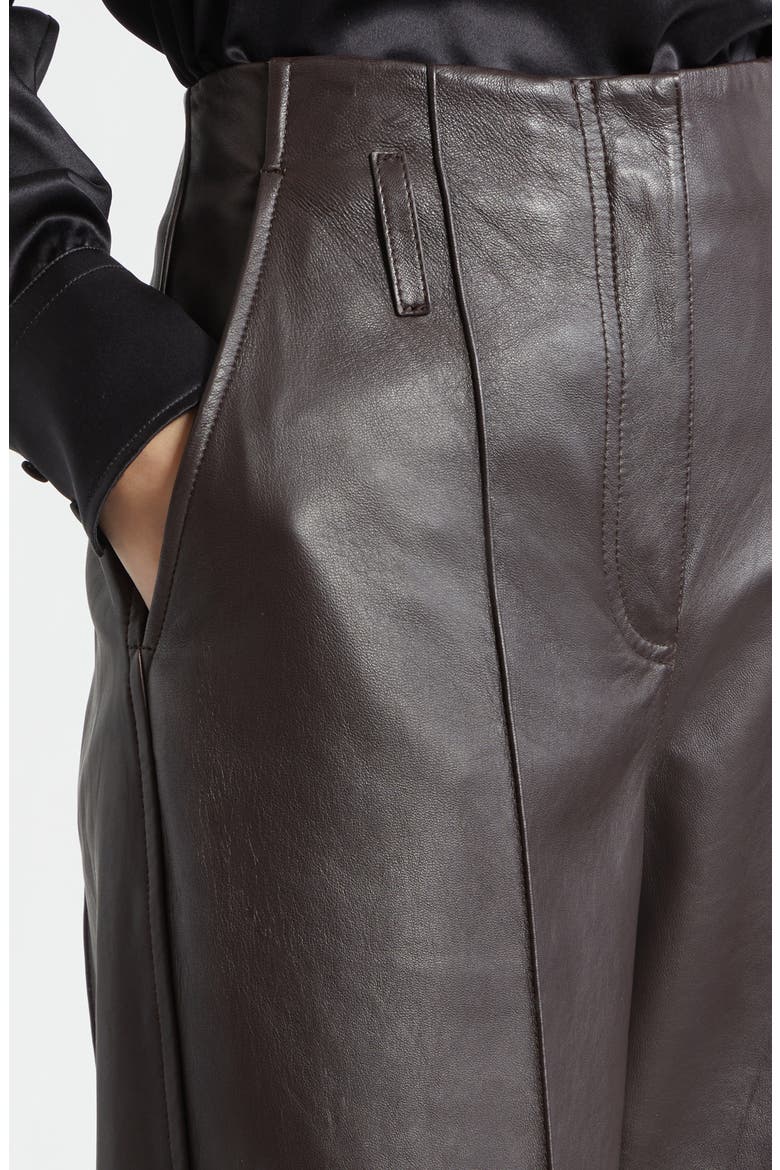 Liam Pintuck Wide Leg Leather Pants, Alternate, color, BORDEAUX