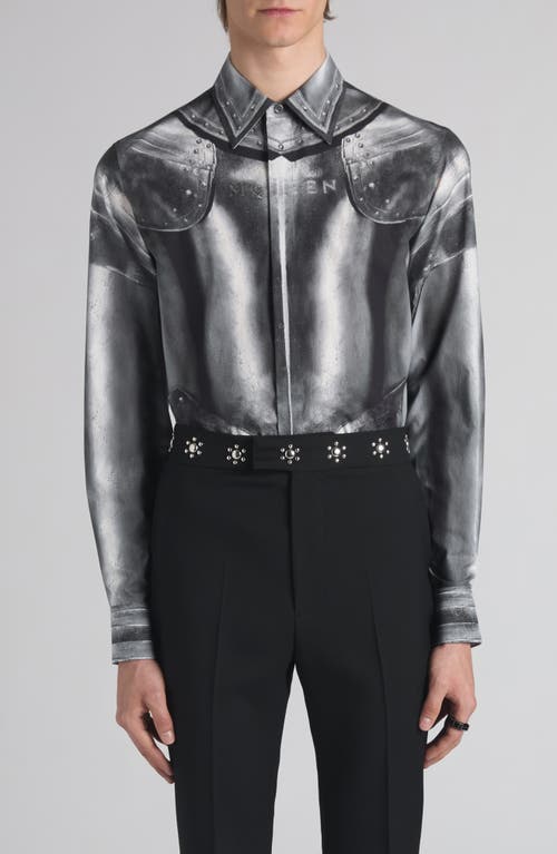 Alexander Mcqueen Mcqueen Armor Print Shirt Steel In Gray