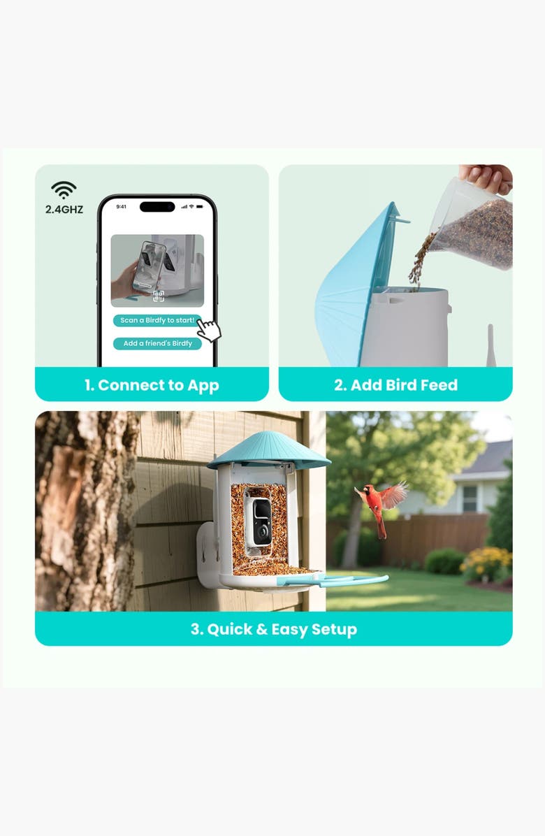 Birdfy Smart Bird Feeder with Camera, Alternate, color, Blue