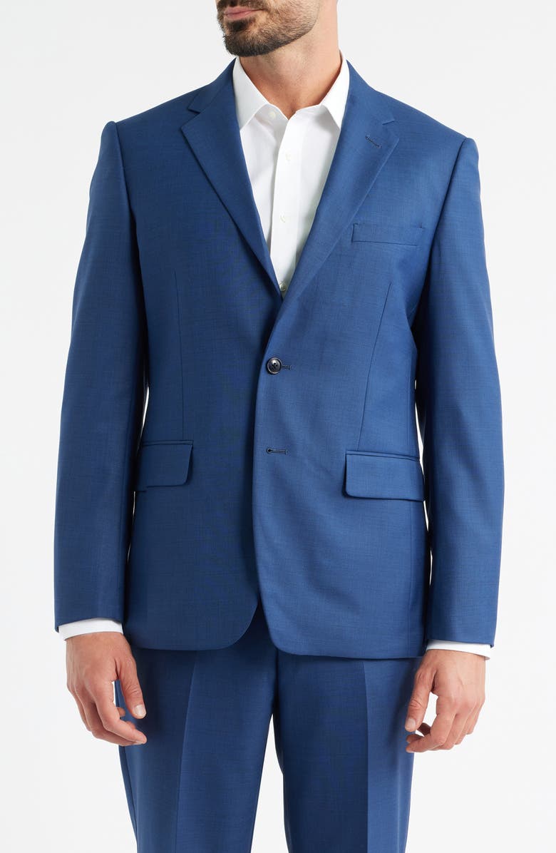 DANIEL HECHTER Modern Fit Medium Blue Textured Wool Blend Suit, Alternate, color, Navy