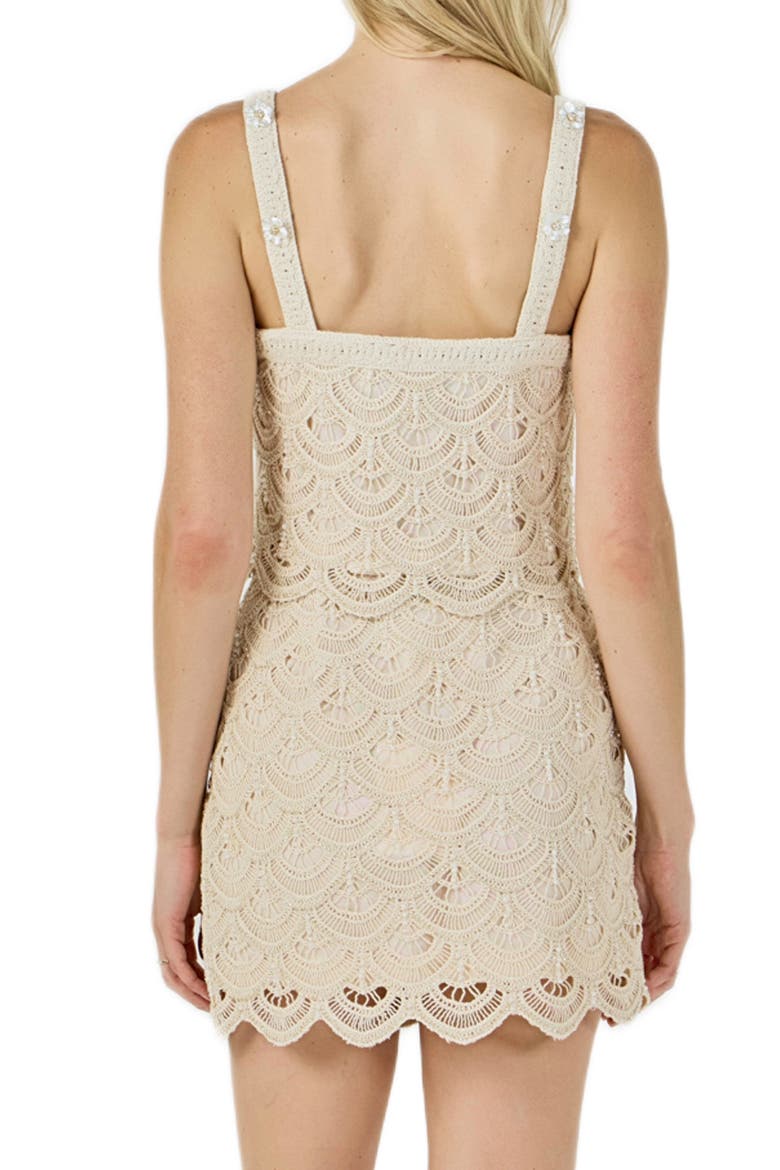 Embellished Crop Cotton Blend Lace Camisole Top, Alternate, color, NATURAL