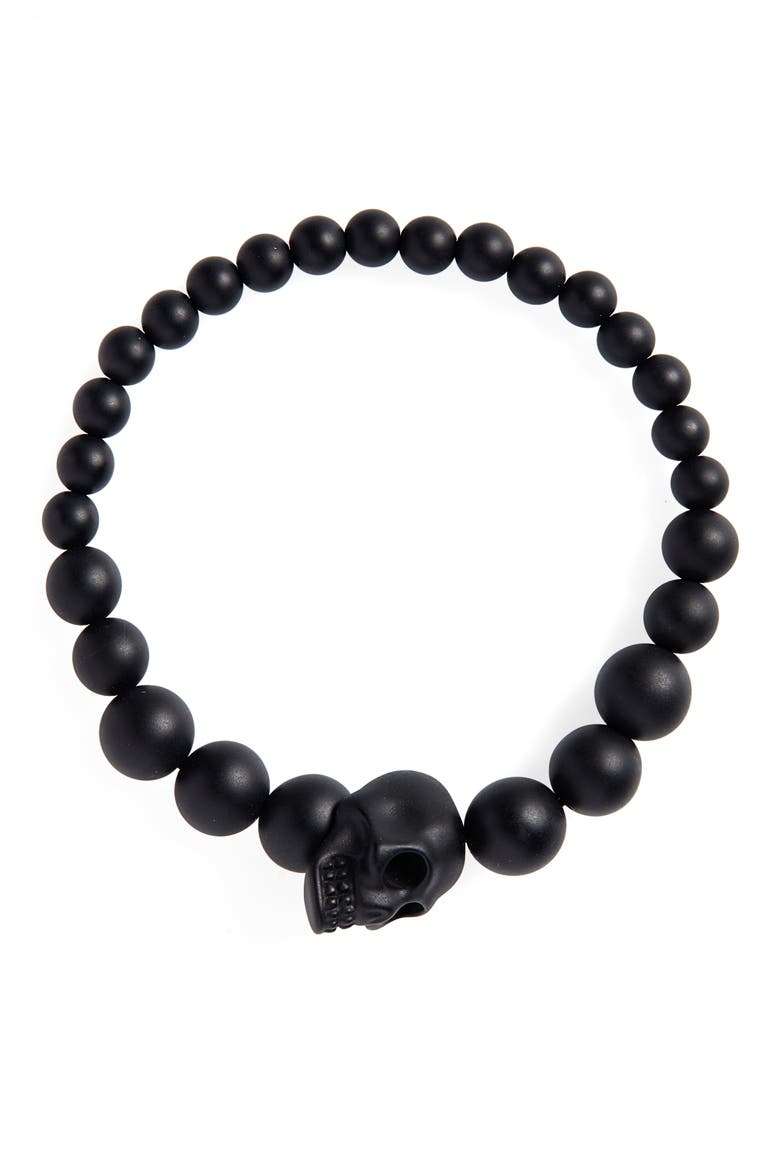 Alexandar McQueen Skull Ball Bracelet, Main, color, BLACK