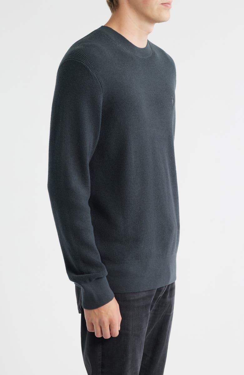 AllSaints Oversize Cotton & Wool Waffle Crewneck Sweater, Alternate, color, Bond Blue