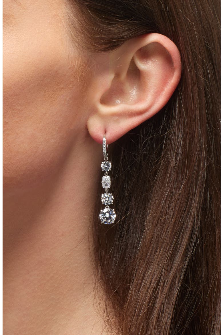 Stellar Linear Drop Earrings, Alternate, color, RHODIUM