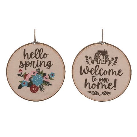 12 Inch Multicolor Spring Reversible Embroidery Hoop Wall Decor Cotton Wall Sign Panels