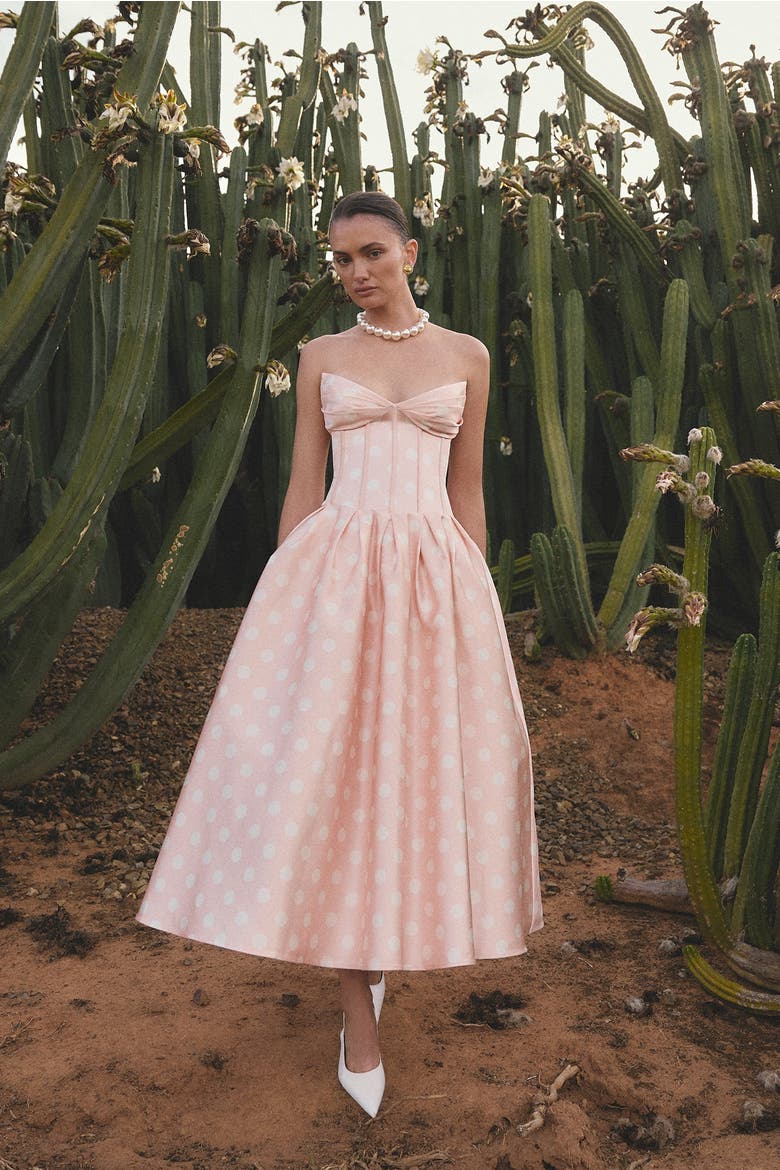 Pepper Midi Dress, Alternate, color, Pink/White