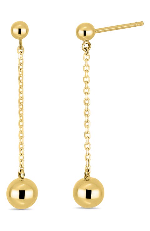 14k Gold Ball Drop Earrings
