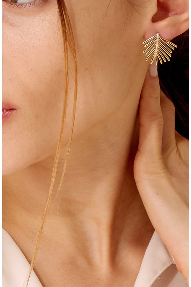 Palm Leaf Earrings, Alternate, color, Gold