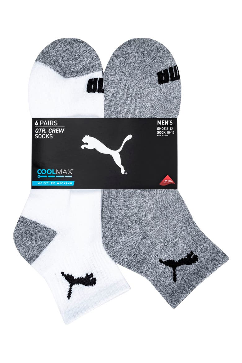 6-Pack Terry Quarter Length Socks, Alternate, color, WHITE/ MULTI
