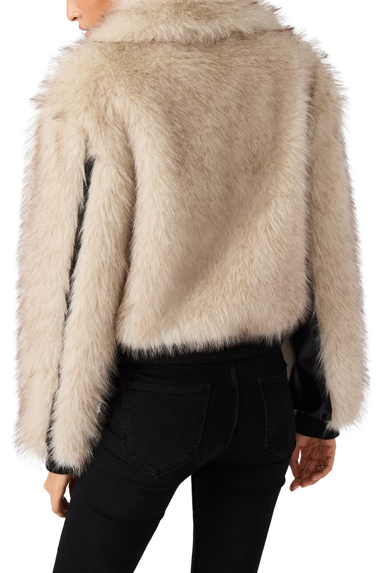 Charmaine Faux Fur & Faux Leather Jacket, Alternate, color, NATURAL