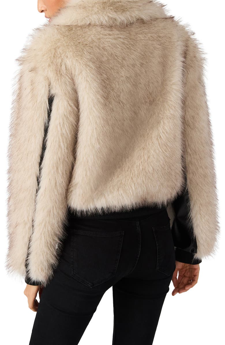 Steve Madden Charmaine Faux Fur & Faux Leather Jacket, Alternate, color, Natural
