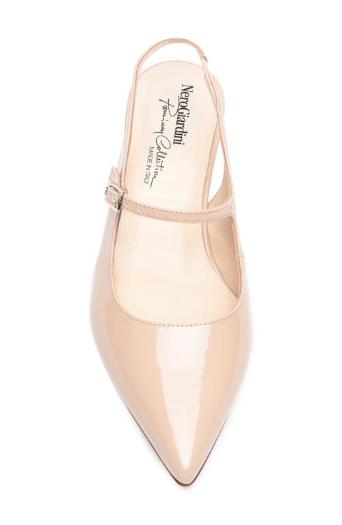 Nerogiardini Patent Mary Jane Slingback Pumps In Natural