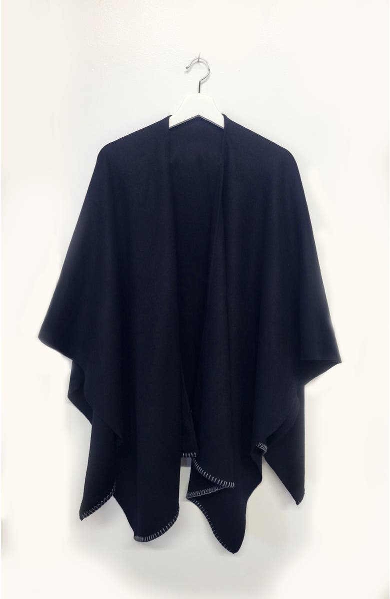 Portolano Ruana wool shawl, Alternate, color, Black/Grey