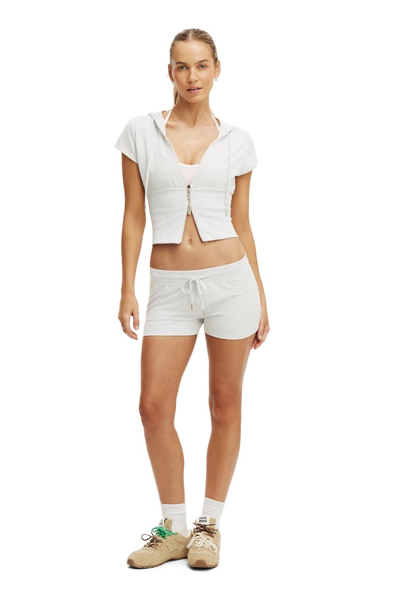 Women's Active Sculpt Fleece Mini Short, Alternate, color, Cloudy Grey Marle