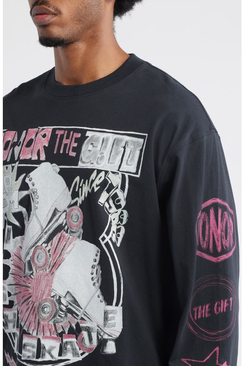 Night Skate Long Sleeve Cotton Graphic T-Shirt, Alternate, color, BLACK