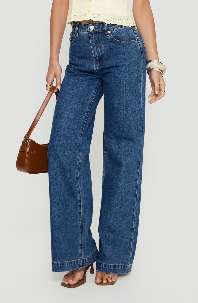 Princess Polly Goldie High Waist Wide Leg Jeans, Alternate, color, Mid Blue Wash