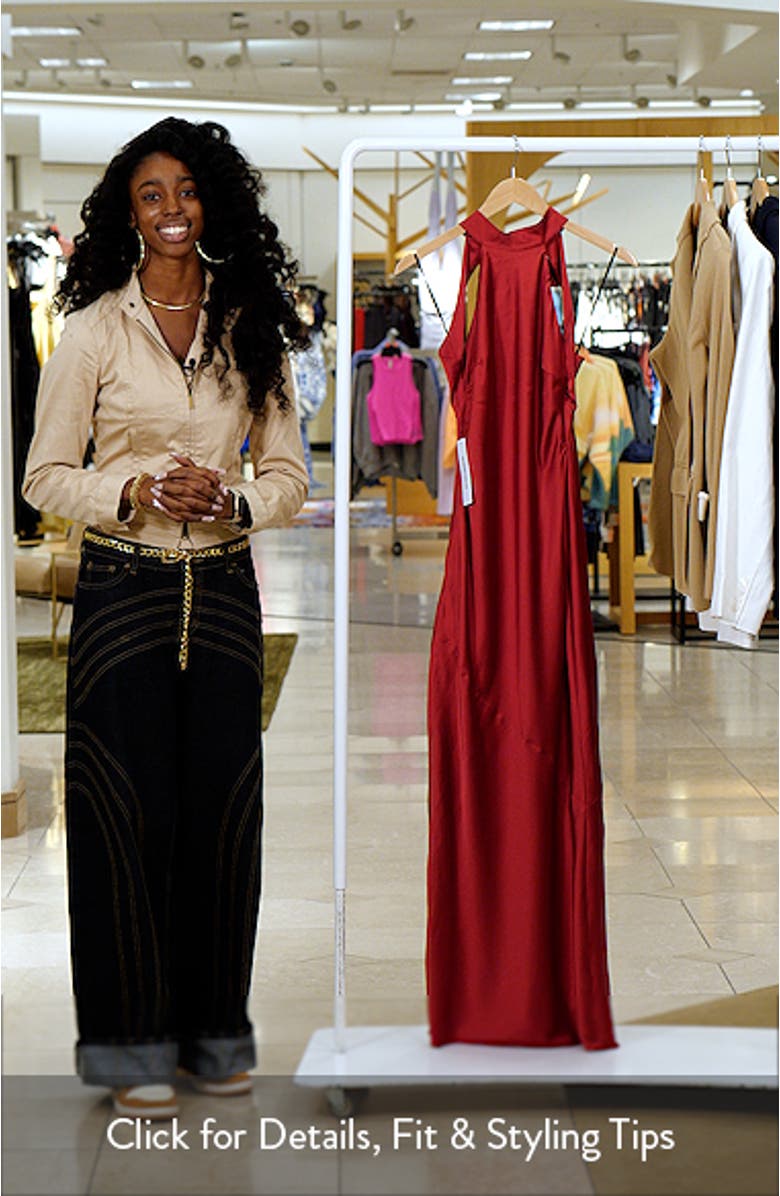 Mordecai Tie Back Satin Maxi Dress, sales video thumbnail