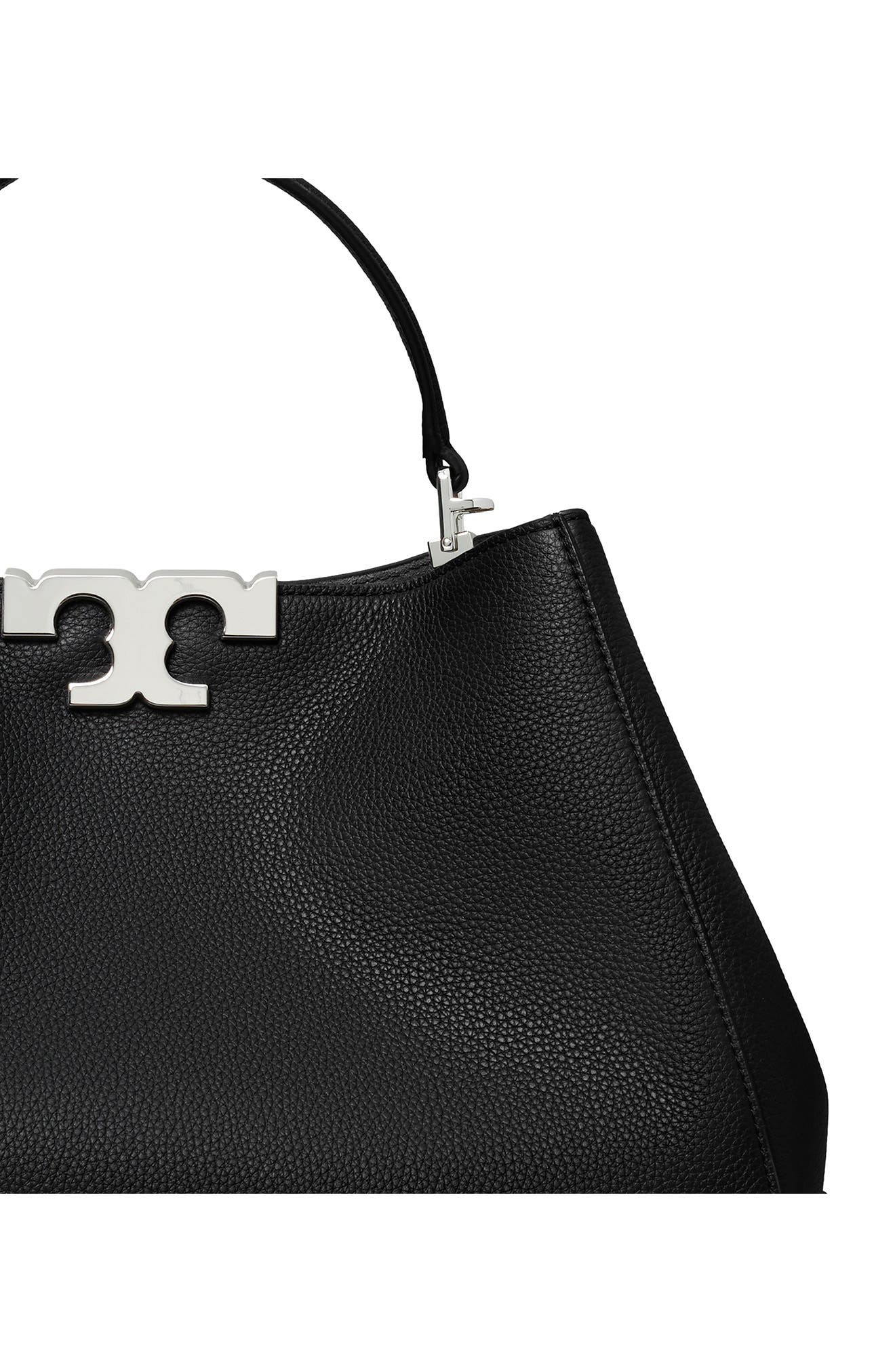 Tory Burch Eleanor Soft Leather Satchel, Alternate, color, Black