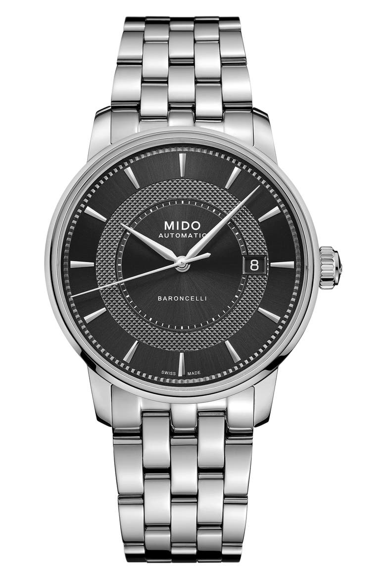 Baroncelli Signature Automatic Bracelet Watch, 39mm, Main, color, SILVER