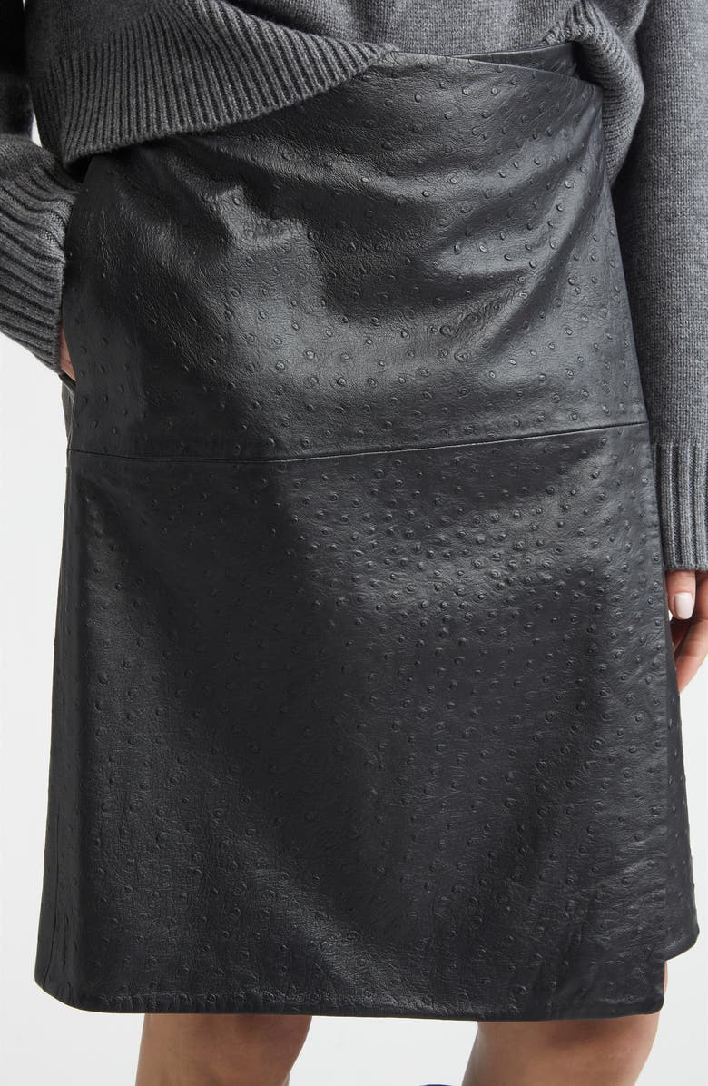 LOULOU DE SAISON Gora Leather Wrap Skirt, Alternate, color, Black