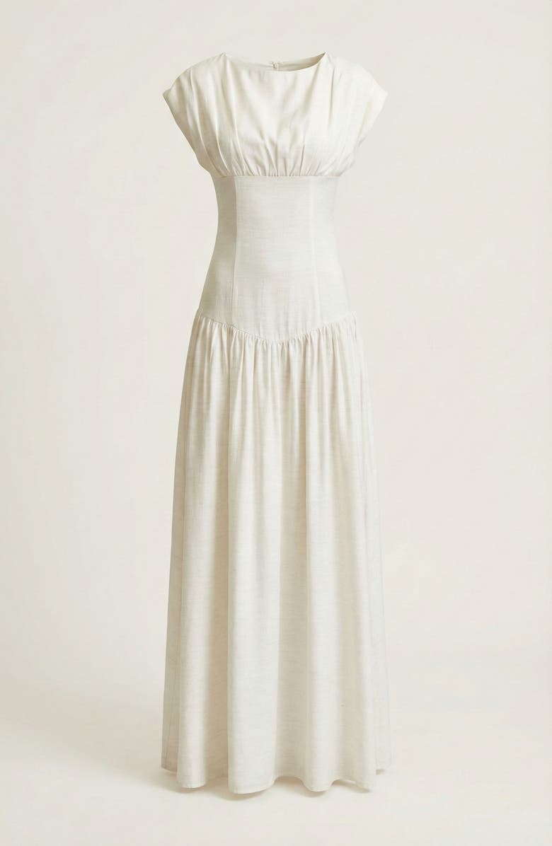 Modenaire Cap-Sleeve Maxi Dress with Lace-Up Back, Alternate, color, 