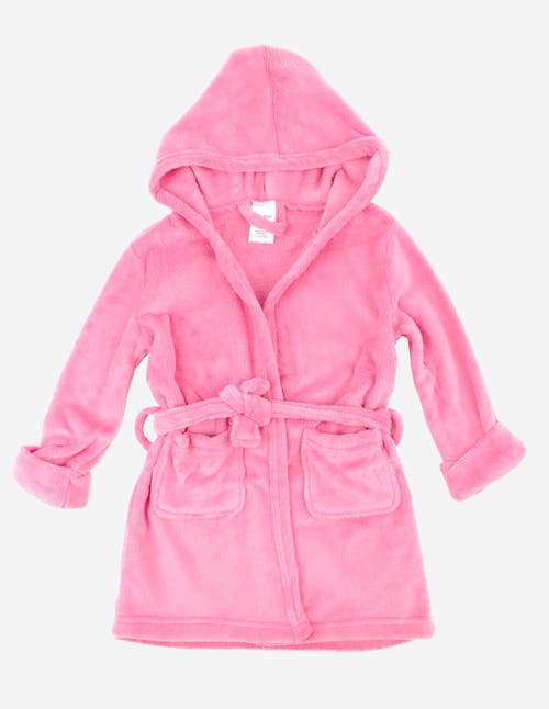Leveret Kids Fleece Hooded Robe, Solid Colors In Pink