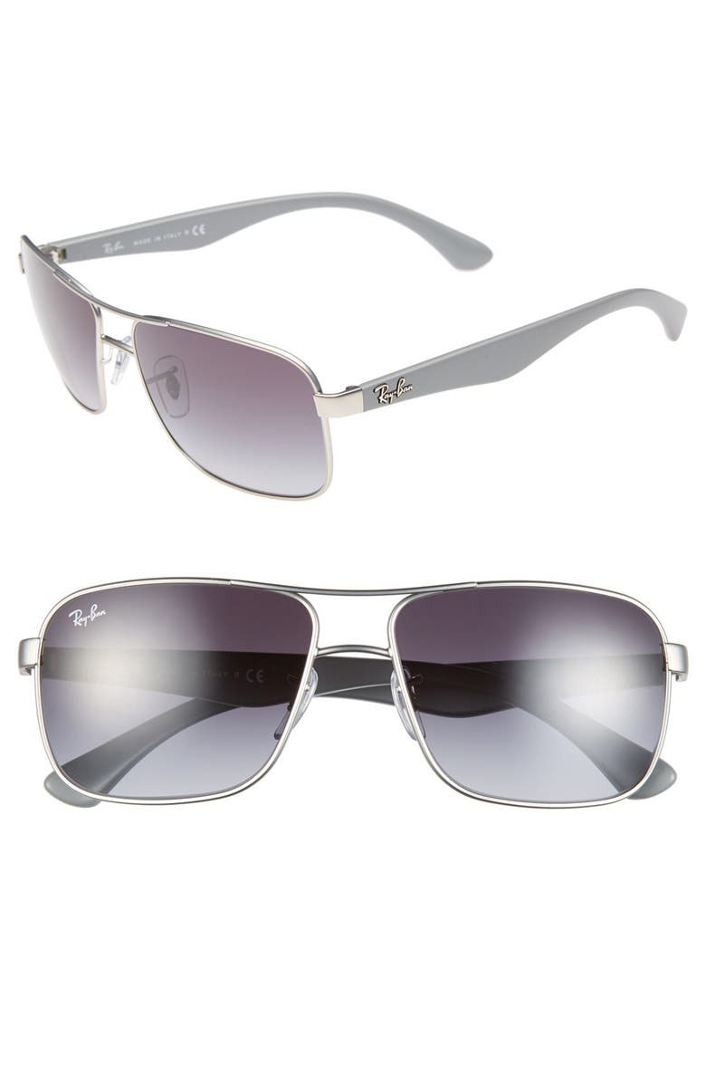 Ray-Ban 59mm Pilot Sunglasses, Main, color, Silver/ Grey Gradient
