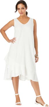 Jessica London Linen Flounce Dress