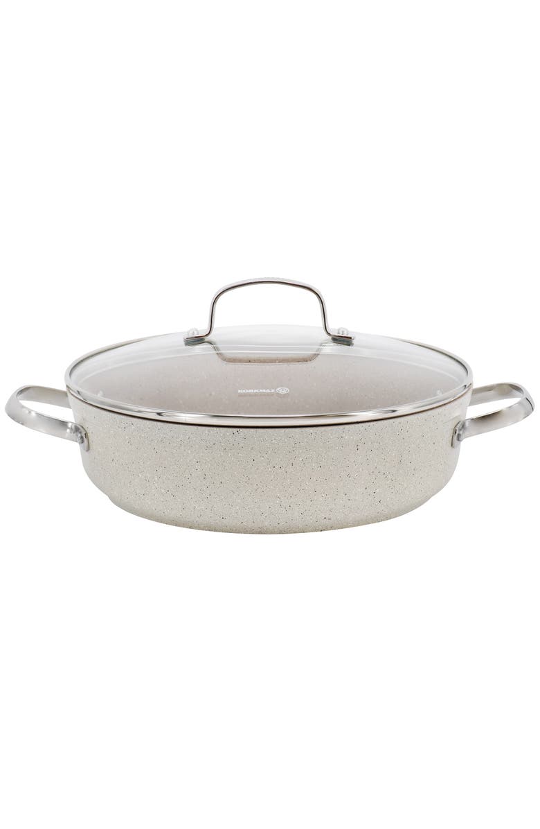 Korkmaz Granita 3.5 Liter Aluminum Nonstick Low Casserole, Main, color, Beige