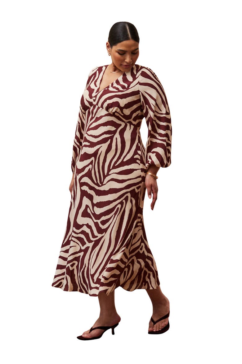 Animal Stripe Long Sleeve Dress, Alternate, color, Cream