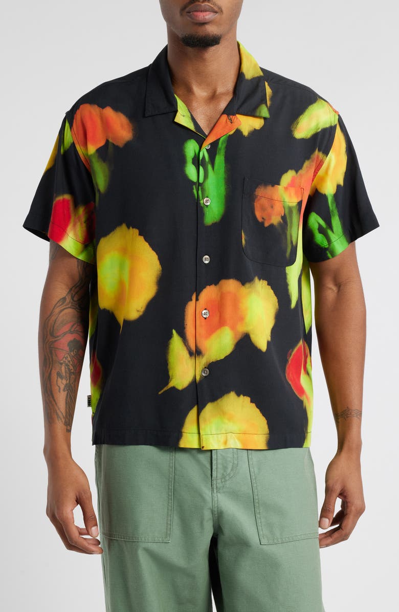 Obey Kinney Floral Print Camp Shirt, Main, color, 