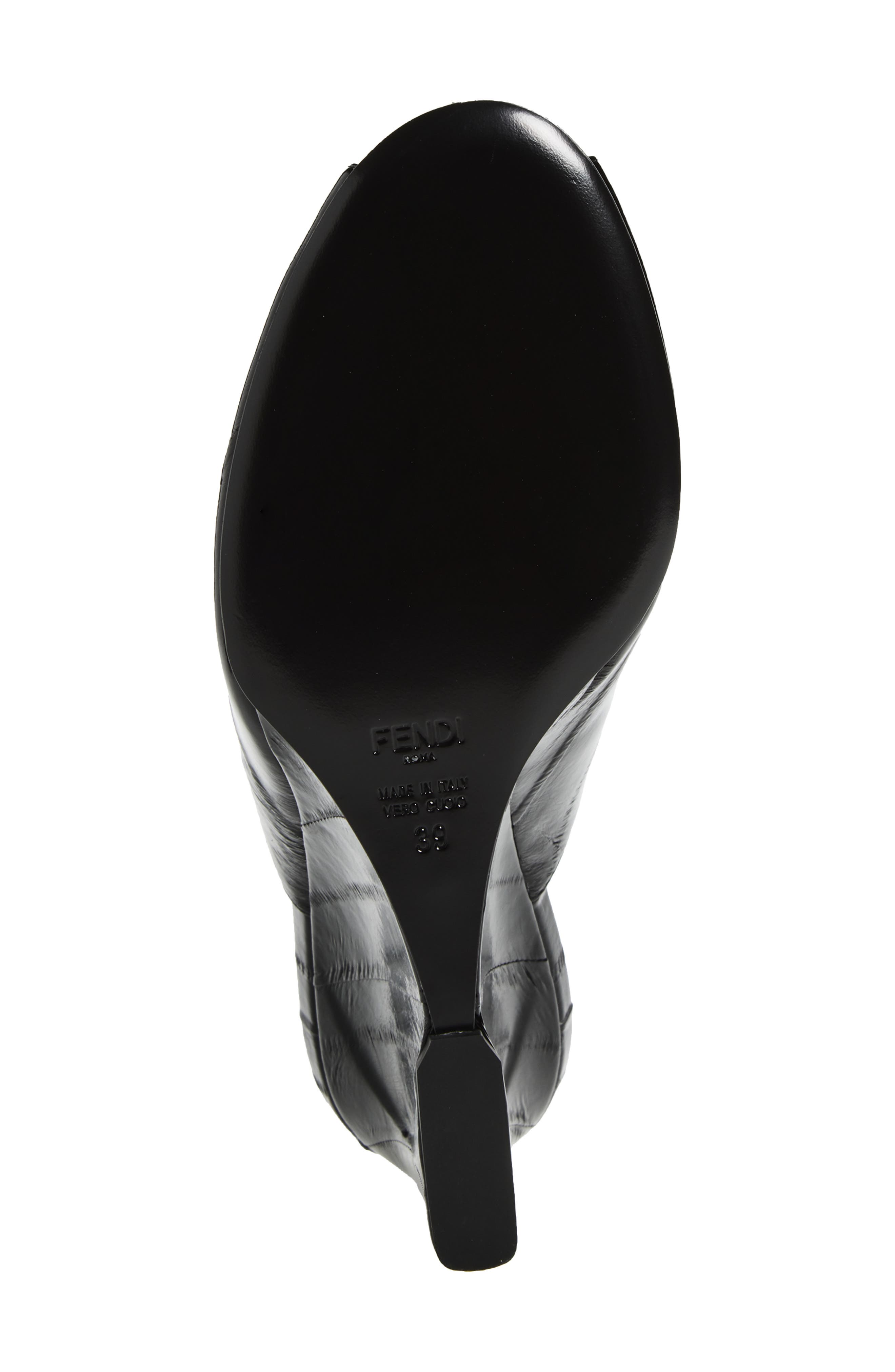 Fendi Show Genuine Eel Wedge Mule, Alternate, color, Nero
