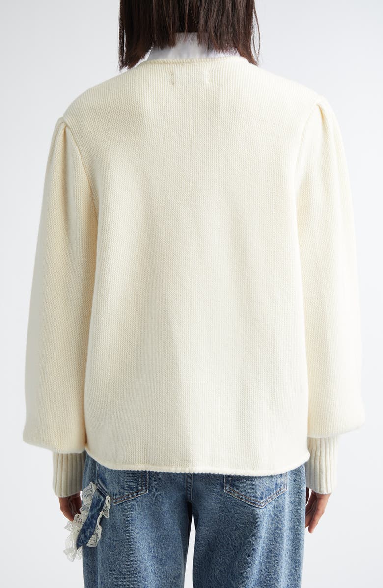 Tanner Fletcher Gender Inclusive Juliet Balloon Sleeve Wool Cardigan, Alternate, color, Ivory