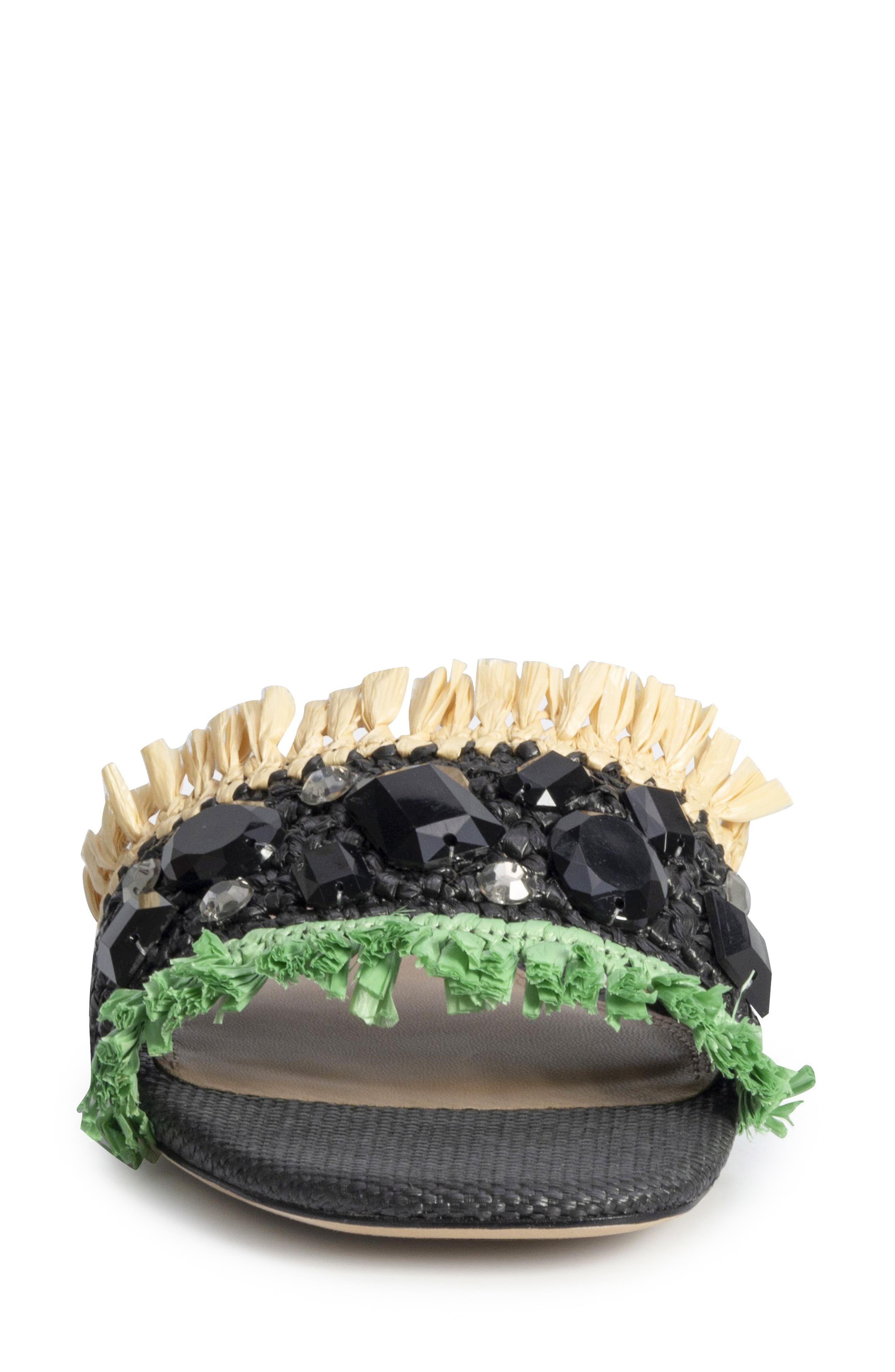 Kate Spade New York bora bora crystal slide sandal, Alternate, color, Black/ Natural/ Mint