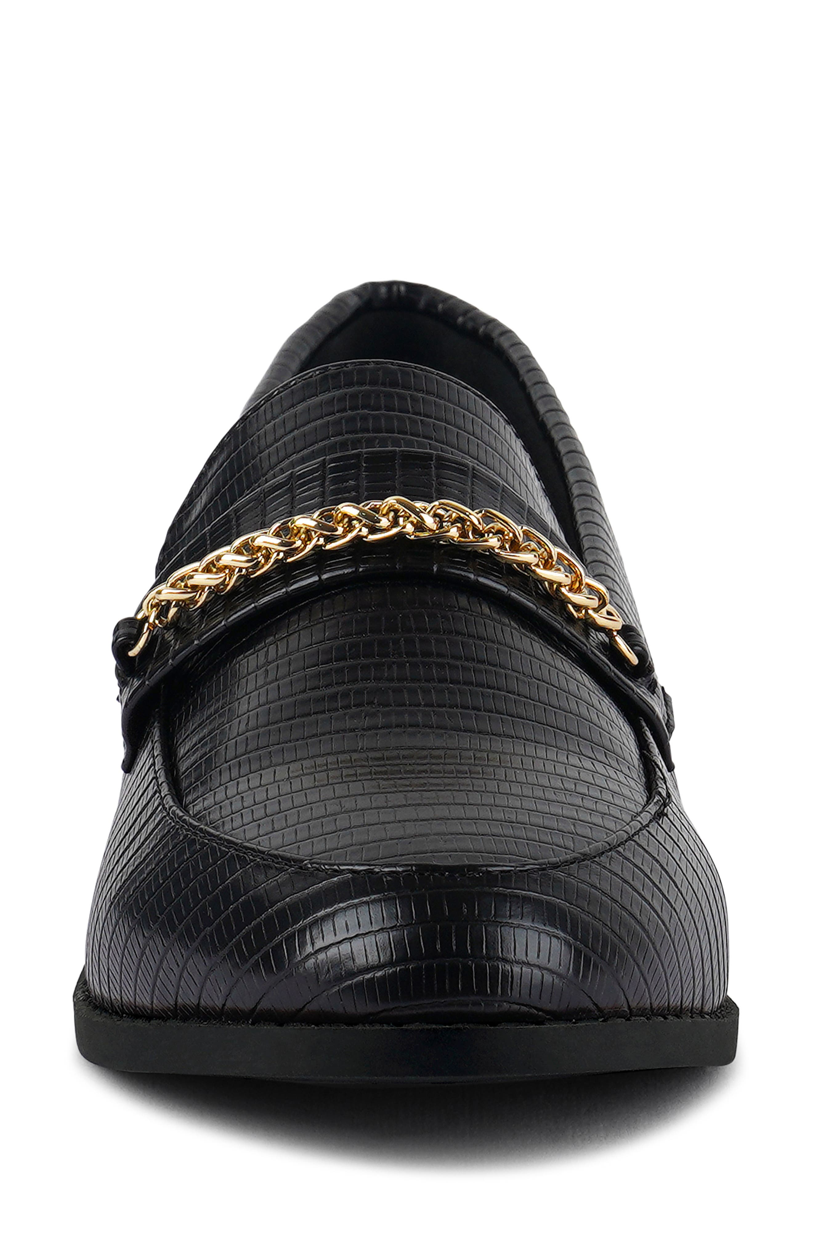 LONDON RAG Vouse Croc Embossed Bit Loafer, Alternate, color, Black