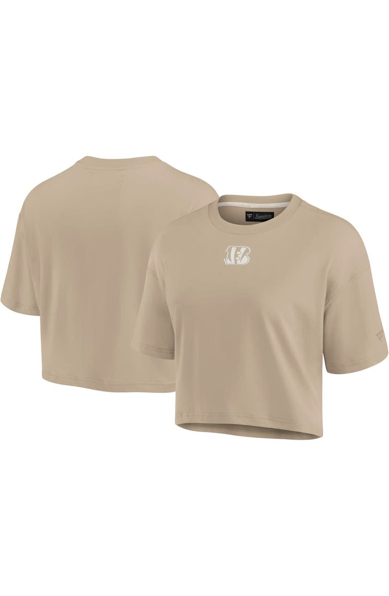 Fanatics Signature Women's Fanatics Signature Khaki Cincinnati Bengals Elements Super Soft Boxy Cropped T-Shirt, Main, color, Khaki