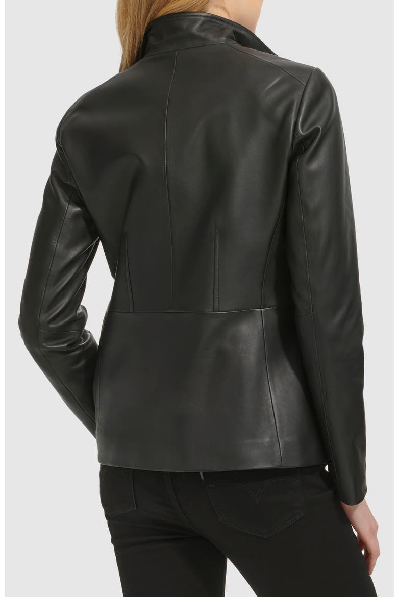 Wing Collar Leather Jacket, Alternate, color, BLACK