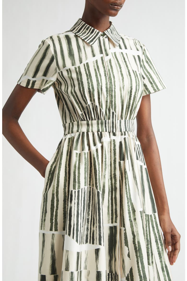 Stripe Collage Stretch Cotton Midi Shirtdress, Alternate, color, PLASTER/ HUNTER GREEN