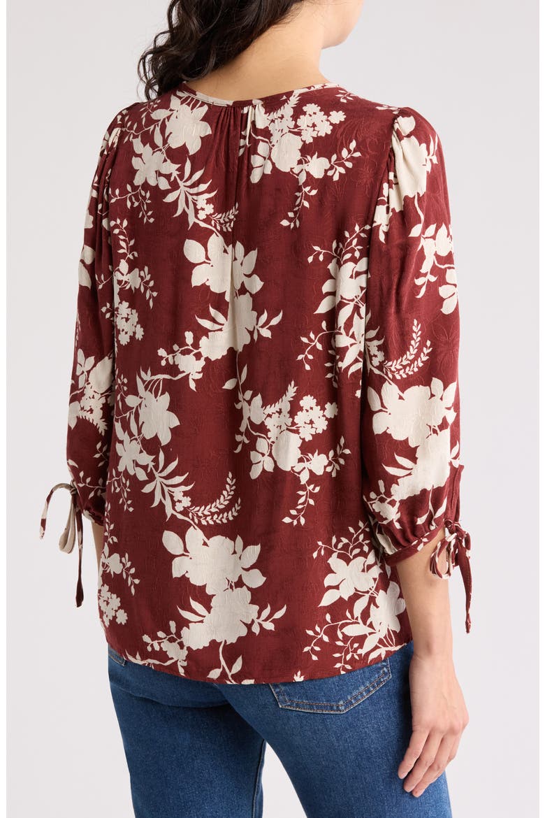 Jacquard Floral Top, Alternate, color, BURGUNDY