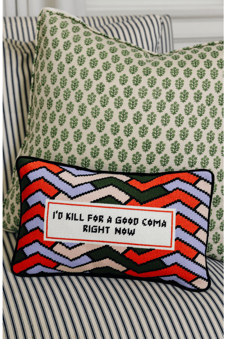 Good Coma Needlepoint Pillow, Alternate, color, Good Coma
