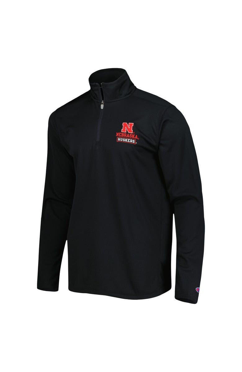 Champion Men's Champion Black Nebraska Huskers Textured Quarter-Zip Jacket, Alternate, color, 