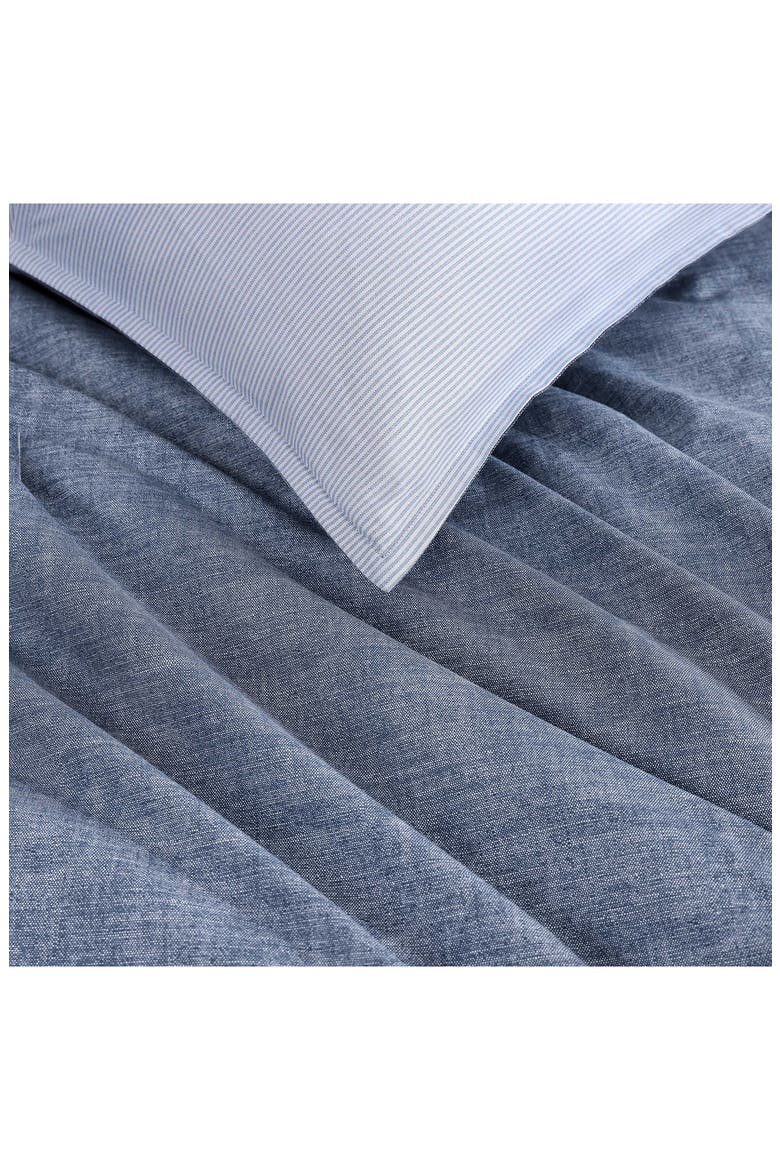 Classic Texture Cotton Percale Comforter & Shams Set, Alternate, color, DARK BLUE