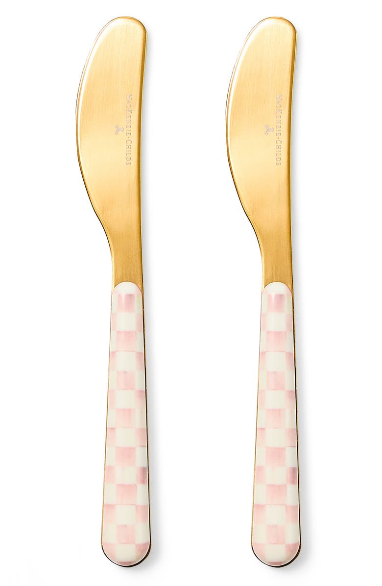 MACKENZIE CHILDS Rosy Check Bistro Spreader Set, Main, color, Rosy